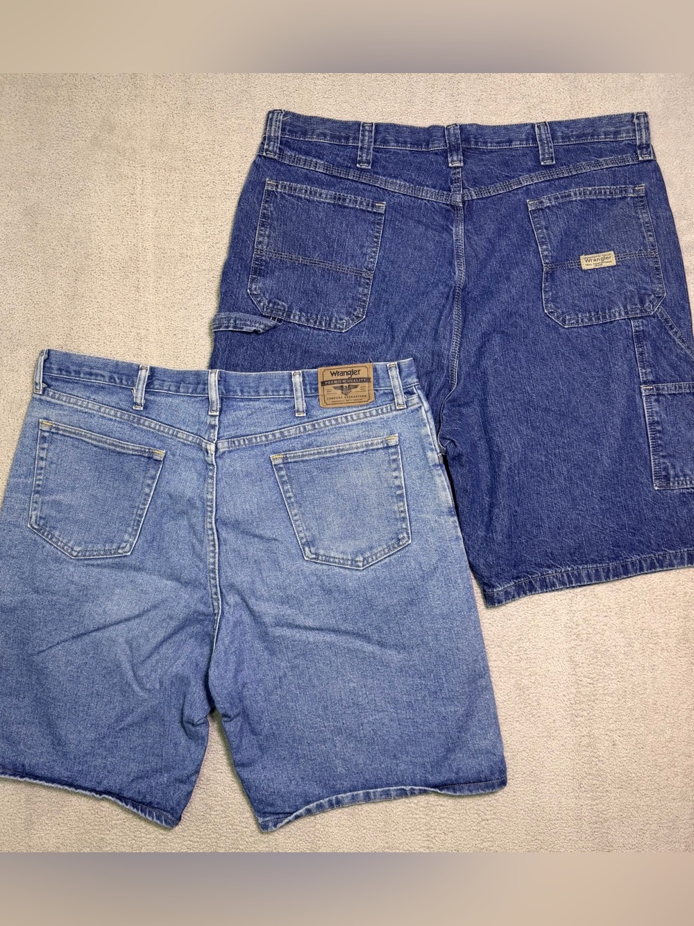 Lot Of 2 Wrangler Carpenter Jean Shorts Mens 40 Blue Denim Workwear Medium Wash